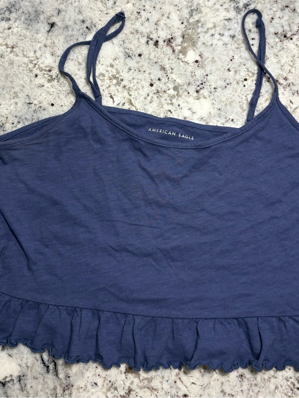 American Eagle Outfitters Navy Ruffle-Hem Cami Tank